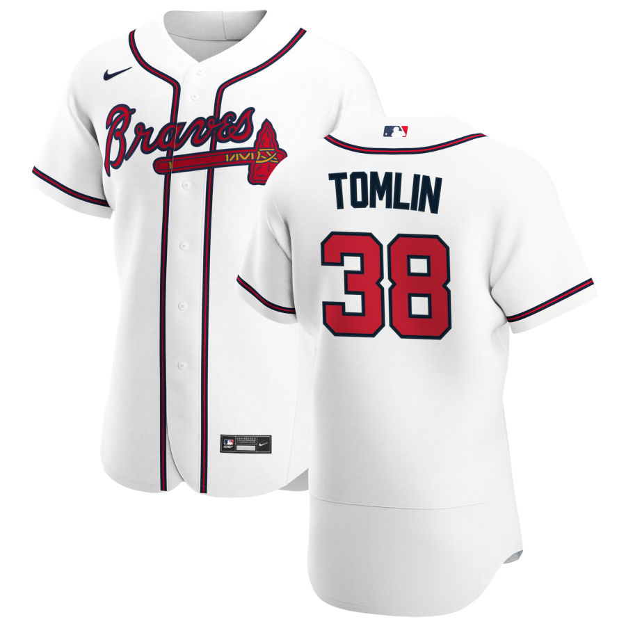Atlanta Braves #38 Josh Tomlin Men Nike White Home 2020 Authentic Player MLB Jersey